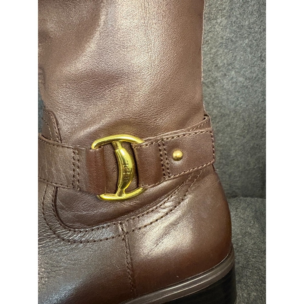 Lauren‎ Ralph Lauren Micah Brown Leather Riding Boots Women's 6B Gold Buckle - Picture 4 of 9